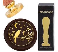 CRASPIRE Timbro Sigillo di Cera Corvo Retro Luna Stella Timbro Ceralacca 25 mm Testa Rimovibile in Ottone con Manico in Palissandro per Fai da Te Scrapbooking Invito Buste da Regalo Pacchetti di Vino