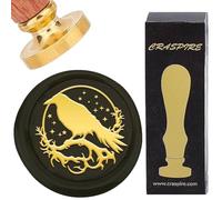CRASPIRE Timbro Sigillo di Cera Corvo Retro Stella Ramo Timbro Ceralacca 25 mm Testa Rimovibile in Ottone con Manico in Palissandro per Fai da Te Scrapbooking Invito Buste da Regalo Pacchetti di Vino