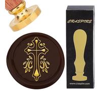 CRASPIRE Timbro Sigillo di Cera Croce Timbro Ceralacca Gotico 30mm Retro Vintage Testa di Timbro in Ottone Rimovibile con Manico in Palissandro per Halloween Natale Pasqua Decor Bottiglia di Vino