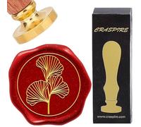 CRASPIRE Timbro Sigillo di Cera Foglia di Ginkgo Timbro Ceralacca 30 mm Testa In Ottone Rimovibile Retrò con Manico In Legno per Scrapbooking Fai Da Te Invito A Nozze Buste Da Regalo Pacchetti di Vino