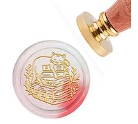 CRASPIRE Timbro Sigillo di Cera Gatto Dormire sui Libri Timbri Ceralacca Fiaba 30mm Timbro Sigillante Testa in Ottone Rimovibile con Manico in Legno