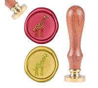 CRASPIRE Timbro Sigillo di Cera Giraffa Sigillo di Cera Animale Timbro Sigillo di Cera Dorata Testa in Ottone Rimovibile Manico in Legno per Busta Invito Abbellimento Matrimonio Bottiglia Decorazione