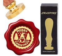 CRASPIRE Timbro Sigillo di Cera Gnomo Marry Christmas Timbro Ceralacca 25mm Albero Stella Testa Rimovibile in Ottone con Manico in Palissandro per Scrapbooking Fai da Te Invito A Nozze Confezione