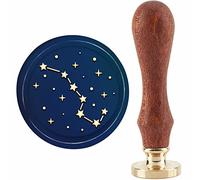 CRASPIRE Timbro Sigillo di Cera Grande Carro Stelle Cielo Timbro di Cera 30mm/1.18inch Timbro di Sigillo Testa in Ottone Rimovibile con Manico in Legno per Busta Invito Decorazione Scrapbooking