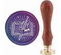 CRASPIRE Timbro Sigillo di Cera Libro Magico Timbri Ceralacca Spada Stelle 30mm/1.18inch Timbro Sigillante Testa in Ottone Rimovibile con Manico in Legno per Biglietti D'Inviti Confezione Regalo