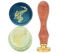 CRASPIRE Timbro Sigillo di Cera Nota Musicale 25mm Testa in Ottone Rimovibile Timbro Ceralacca Retro Vintage con Manico in Legno per Matrimoni Buste Natalizie Inviti Confezione Regalo Decorazione