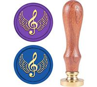 CRASPIRE Timbro Sigillo di Cera Nota Musicale Ali Rame 25mm Angelo Vintage Timbro Sigillo Staccabile Testa di Timbro in Ottone con Manico in Legno per Matrimonio Lettera Invito Busta Carta Scrapbook