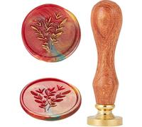 CRASPIRE Timbro Sigillo di Cera Ramo D'Ulivo Goffratore 3D Teste di Sigillo con Manico in Legno Testa in Ottone Rimovibile retrò Timbro A Fungo per Decorare Inviti di Nozze Buste Cartoline