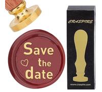 CRASPIRE Timbro Sigillo di Cera Save The Date Timbri Ceralacca Vintage 25mm Testa Rimovibile in Ottone con Manico in Legno per Matrimoni Natale Capodanno Buste Inviti Confezione Regalo