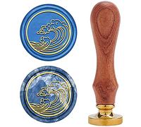 CRASPIRE Timbro Sigillo di Cera, Sigillatura di Francobolli di Cera Modello di Spindrift Retro Timbro di Legno Sigillo di Cera 25mm Removibile Sigillo in Ottone Manico in Legno per Buste