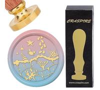 CRASPIRE Timbro Sigillo di Cera Spiaggia Timbro Sigillo di Corallo Mare 25mm Retro Vintage Testa Removibile in Ottone con Manico in Legno per Inviti di Nozze Buste Festa di Compleanno Confezione