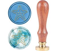 CRASPIRE Timbro Sigillo di Cera, Timbri Ceralacca Stella di Mare Vintage ▾ Timbro Sigillo di Cera Retro Timbro di Legno Removibile Sigillo in Ottone Manico in Legno per Inviti