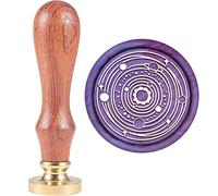 CRASPIRE Timbro Sigillo di Cera, Vintage ▾ Timbri Ceralacca Pianeta del Sistema Solare Retro Timbro di Legno Removibile Testa D'Ottone 25mm per Inviti Buste da Sposa Bottiglia