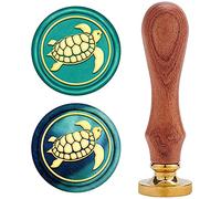 CRASPIRE Timbro Sigillo di Cera, Vintage ▾ Timbri Ceralacca Tartaruga di Mare Retro Timbro di Legno Removibile Testa D'Ottone 25mm per Buste da Sposa Inviti