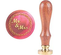 CRASPIRE Timbro Sigillo di Ceralacca di Mr. & Mrs. Timbro Sigillo per Ceralacca retrò 25 mm Sigillatura Rimovibile Testa di Timbro in Ottone Manico in Legno per Inviti di Nozze Carte Regalo Lettere