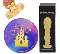 CRASPIRE Timbro Sigillo in Ceralacca Castello 1.2 Pollice Vintage Sigillo Timbri in Rilievo Testa in Ottone Rimovibile con Manico in Legno per Buste Biglietti da Lettera Inviti di Nozze Regalo