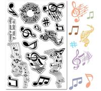 CRASPIRE Timbro Trasparente Musicale per La Creazione di Biglietti con Simboli Musicali Parole in Gomma Siliconica Riutilizzabile Trasparente per Diario Regalo Fai da Te Scrapbooking Goffratura Album