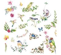 CRASPIRE Uccelli sul Ramo di Un Albero Stickers Murali 8 Fogli Adesivi Murali Fiori in Fiore Impermeabile Rimovibile Vinile Wall Art per Aula Camera da Letto Soggiorno