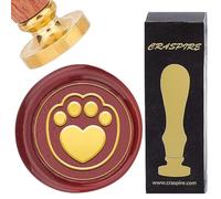 CRASPIRE Zampa di Gatto Timbro Sigillo di Cera Impronta Cuore Retro Timbro Ceralacca 25 mm Testa Rimovibile in Ottone con Manico in Palissandro per Fai da Te Scrapbooking Invito Confezioni Regalo