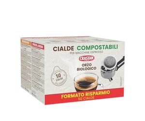 CRASTAN 1870 - Cialde ESE Compostabili - Orzo Biologico - Box da 50 Cialde - Compatibili con Macchine Espresso - Naturalmente privo di Caffeina e di Zuccheri