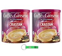 Crastan Ginseng e Caffè Solubile, senza zucchero, ginseng istantaneo e bevanda al caffè, 2 x (200 g 25 tazze) + portachiavi Beni Culinari