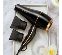 CRASTS 864 Asciugacapelli di alta potenza da salone con commutazione a pulsante tra venti caldi e freddi, temperatura regolabile su quattro marce, fornito con due ugelli di dimensioni diverse, nero, 1