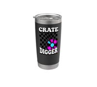 Crate Digger Retro Vinyl Record Collector Audiophile DJ Bicchiere termico in acciaio inox doppia parete