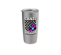 Crate Digger Retro Vinyl Record Collector Audiophile DJ Bicchiere termico in acciaio inox doppia parete