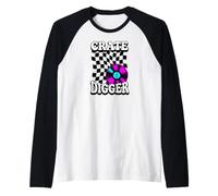 Crate Digger Retro Vinyl Record Collector Audiophile DJ Maglia con Maniche Raglan