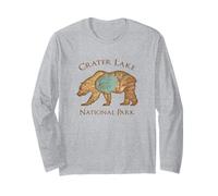 Crater Lake National Park Grizzly Bear - Mappa aerea vintage Maglia a Manica