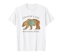 Crater Lake National Park Grizzly Bear - Mappa aerea vintage Maglietta