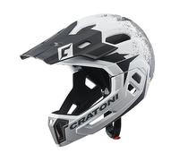 Cratoni 2015082115, Maniac 2.0MX, Casco da Bicicletta MTB, Colore nime Opaco, Bianco-Nero, L/XL (58-61 cm) Unisex Adulto