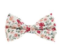 CravateSlim Fiocco Farfalla Liberty Bianco e Rosa - Fiocco Farfalla Uomo Fiore - Matrimonio Campestro - Motivo a Fiori Ideale Tema Boemia, Natura