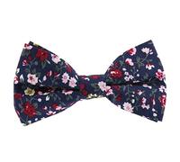 CravateSlim Fiocco farfalla Liberty Blu Navy Rosa e Bordeaux - Fiocco Farfalla Uomo Fiore - Matrimonio Campestro - Motivo a Fiori Ideale Tema Boemia Natura