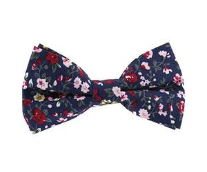 CravateSlim Fiocco farfalla Liberty Blu Navy Rosa e Bordeaux - Fiocco Farfalla Uomo Fiore - Matrimonio Campestro - Motivo a Fiori Ideale Tema Boemia Natura