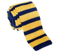 Cravatta a maglia Retreez, modello Vintage, stile Casual elegante, da uomo 5,1cm, in vari colori Yellow and Navy Blue Taglia unica