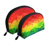 Cravatta arcobaleno colorato, Borsa per trucco a conchiglia Portamonete da donna Borsa da toilette piccola Borsa per cosmetici 2 pezzi