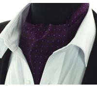 Cravatta Ascot Da Uomo Viola A Pois Blu Scarf In Seta