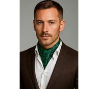 Cravatta Ascot Di Lusso Verde In Seta Per Uomo Sciarpa Nera Regalo