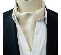 Cravatta Ascot Floreale Vintage Sciarpa Crema Paisley Beige