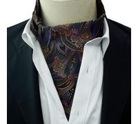 Cravatta Ascot Vintage Blu Bronzo Oro Paisley