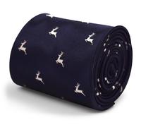 Cravatta Blu Navy Con Design Di Babbo Natale Rudolph Renna Di Frederick Thomas