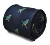 Cravatta Blu Navy Con Kingfisher Uccello Design Da Frederick Thomas FT1790 Fiume