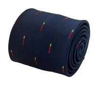 Cravatta Blu Navy Designer Frederick Thomas Con Candela Ricordo Natale