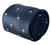 Cravatta Blu Navy Di Frederick Thomas Con Fiore Di Margherita Bianca