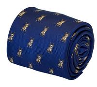 Cravatta Blu Reale Con Bulldog Francese Designer Di Lusso Di Frederick Thomas