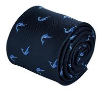 Cravatta Blu Scuro Marina Con Design Di Pesce Spada Marlin Di Frederick Thomas