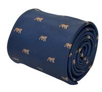 Cravatta Blu Scuro Navy Con Design Di Tigre Arancione Di Frederick Thomas