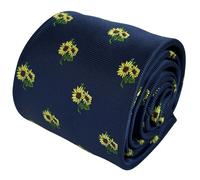 Cravatta Blu Scuro Navy Con Girasoli Gialli Di Frederick Thomas