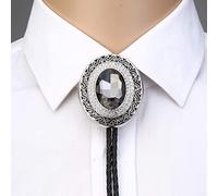 Cravatta Bolo Da Uomo - Ciondolo Con Strass In Vetro Grande Cravatta Da Cowboy Occidentale Gioielli, Ciondolo Moda Corda In Pelle Accessori Per Costumi Maschili E Femminili,Grigio,Taglia Unica